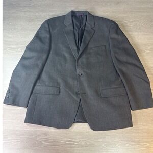 IZOD Men's Charcoal Herringbone Wool Blend Suit Blazer Jacket Size 46R